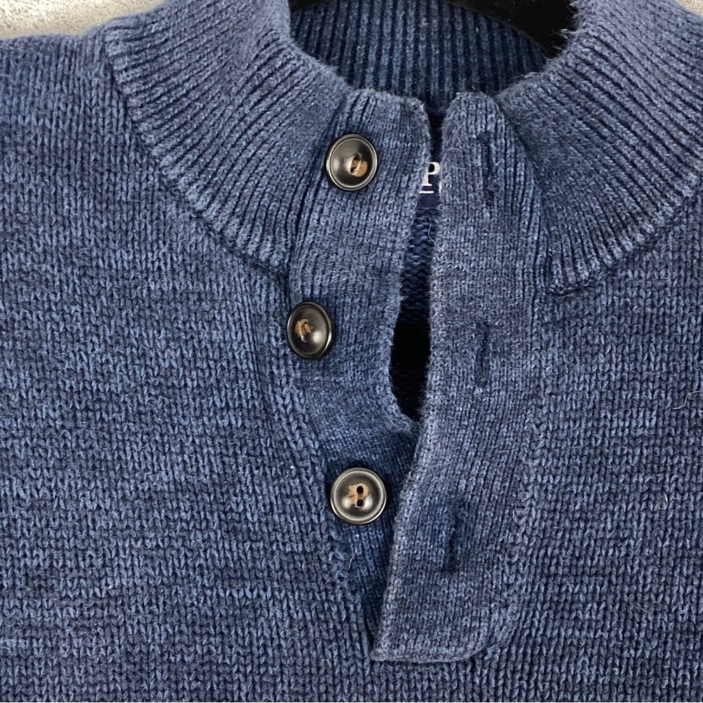 Chaps Mock Neck Sweater Sz Large Cotton Blue Stripe - Picture 3 of 9